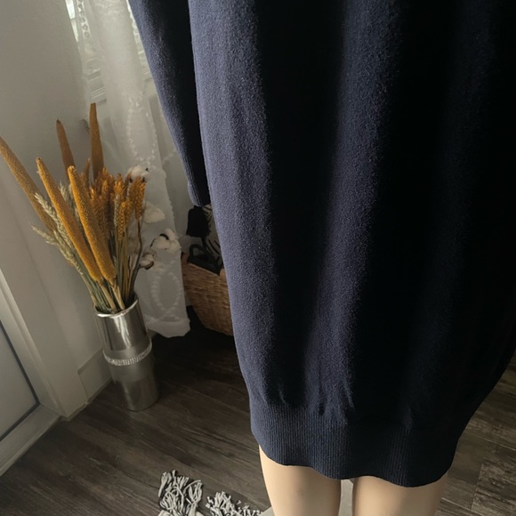 Navy Blue Long Sleeve Sweater Midi Dress XL - Picture 6 of 8